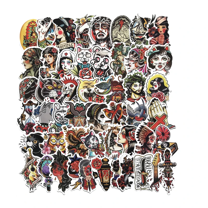 50 шт./лот наклейка в стиле татуировок старой школы холодильника скейтборда