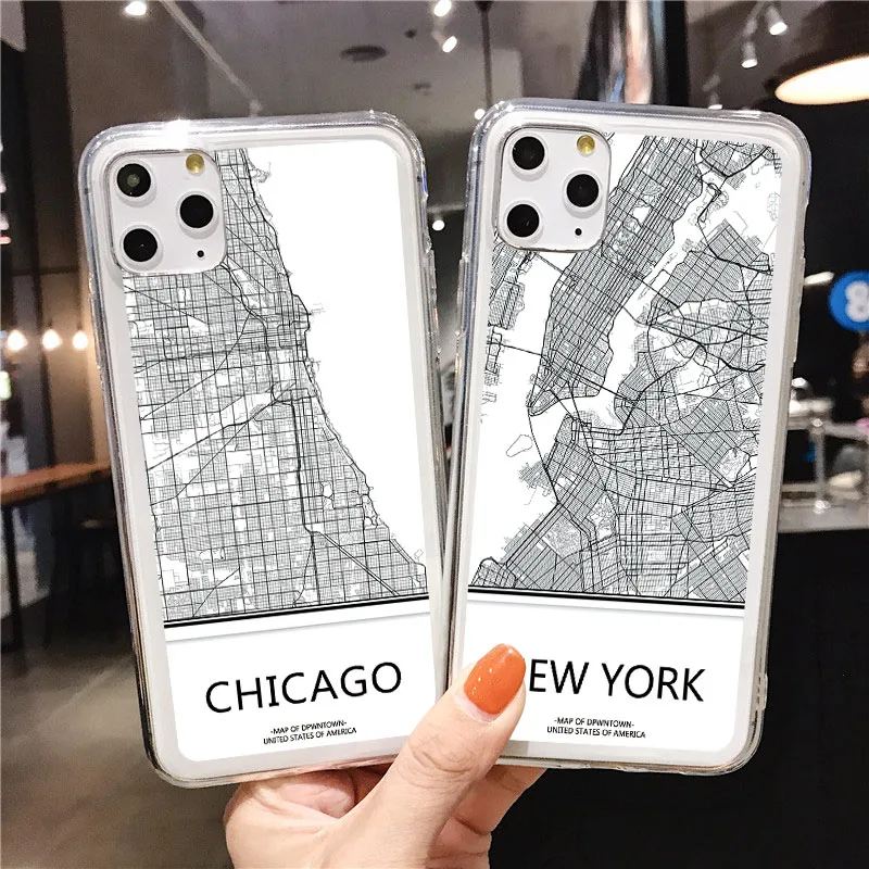 Transparent World Map Travel Country Sketch City Soft Phone Case for iPhone 7 8 plus 12 13 mini 11 Pro max XS Max XR X SE 2020