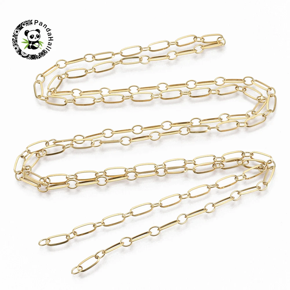 

1m/strand Chains Necklace Men Women Gold/Steel Stainless Steel Link Cuban Chain Necklaces For Jewelry Making 9.5x4x0.7mm