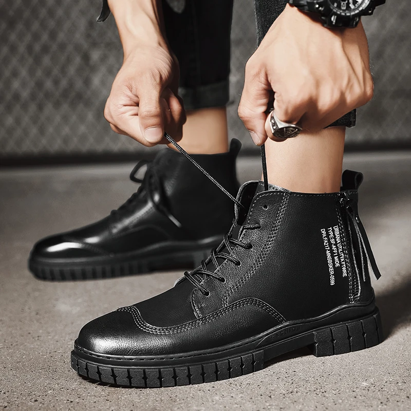 Новинка Мужские ботинки Сезон осень-зима Винтажные мужские ботильоны с высоким
