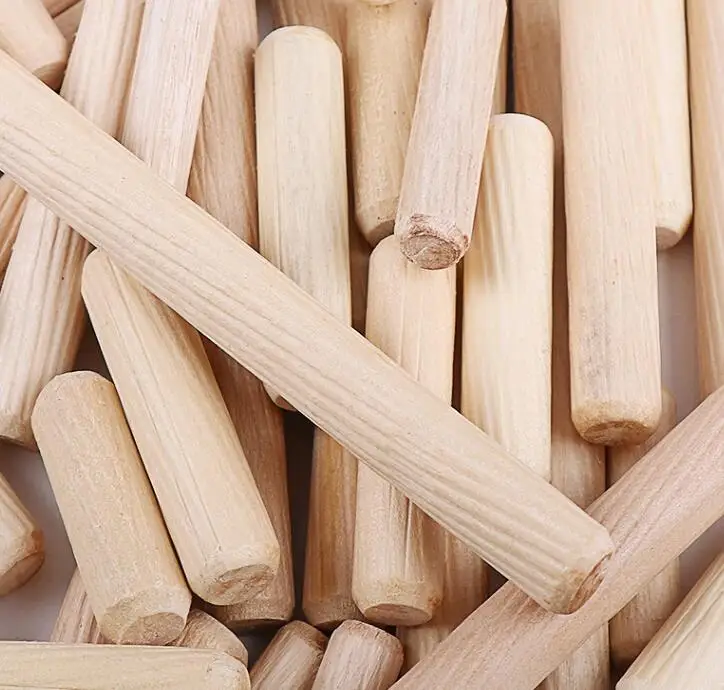 500/1000pcs M6/M8*L mm Wooden Dowel Cabinet Drawer Round Fluted Wood Craft Pins Rod Set Furniture Fitting wooden dowel pin - купить по