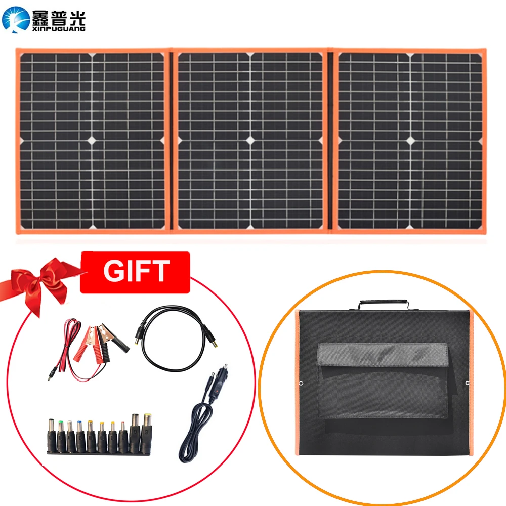 Panel Solar plegable de 18V y 60W, salida USB DC, cargador Solar, Kit de paneles plegables portátiles para teléfono y coche, carga de batería de 12V
