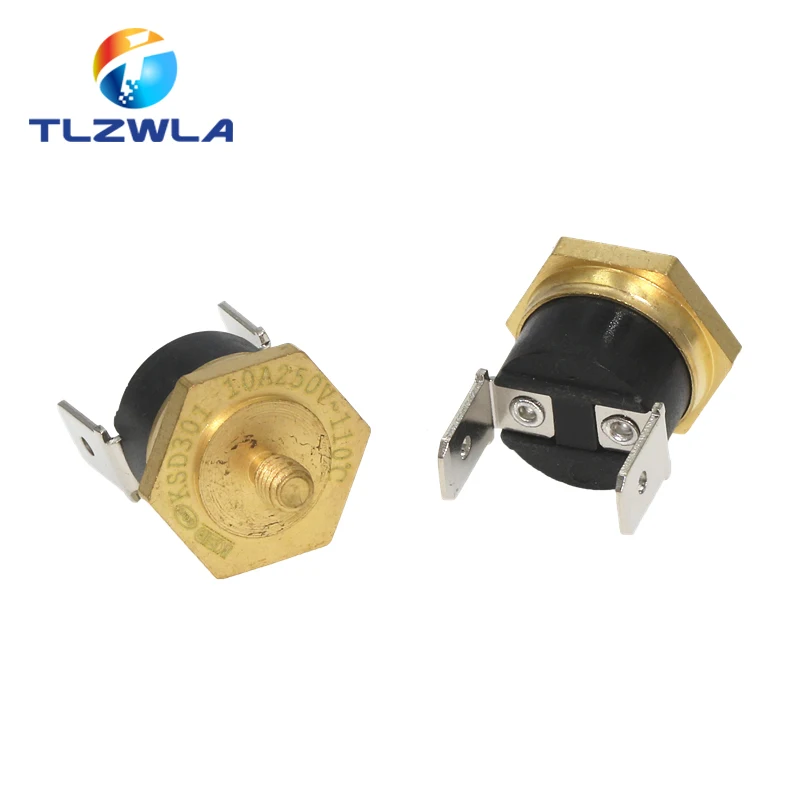 

100PCS Normal Closed 10A 250V Temperature Switch Screw Cap KSD301 M4 40/45/50/55/60/65/70/75/80/85/90/100/110C/120/130 Degrees