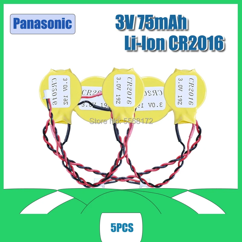 

5PCS/LOT Original Panasonic CR2016 2016 with line BIOS coms Button Cell Battery lithium battery for Notebook motherboard