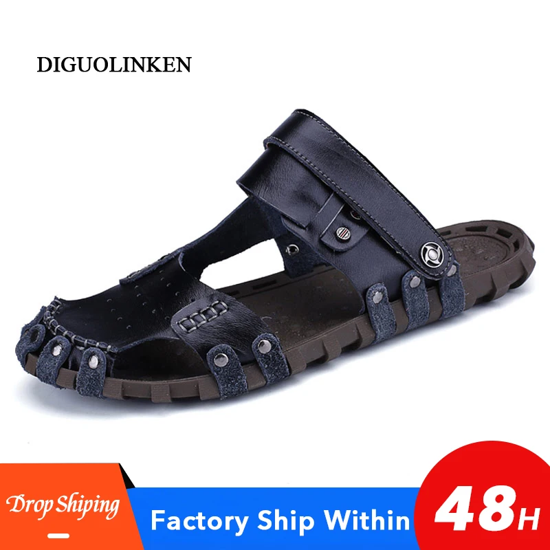 Новые мужские летние сандалии дышащие коричневые на плоской подошве из