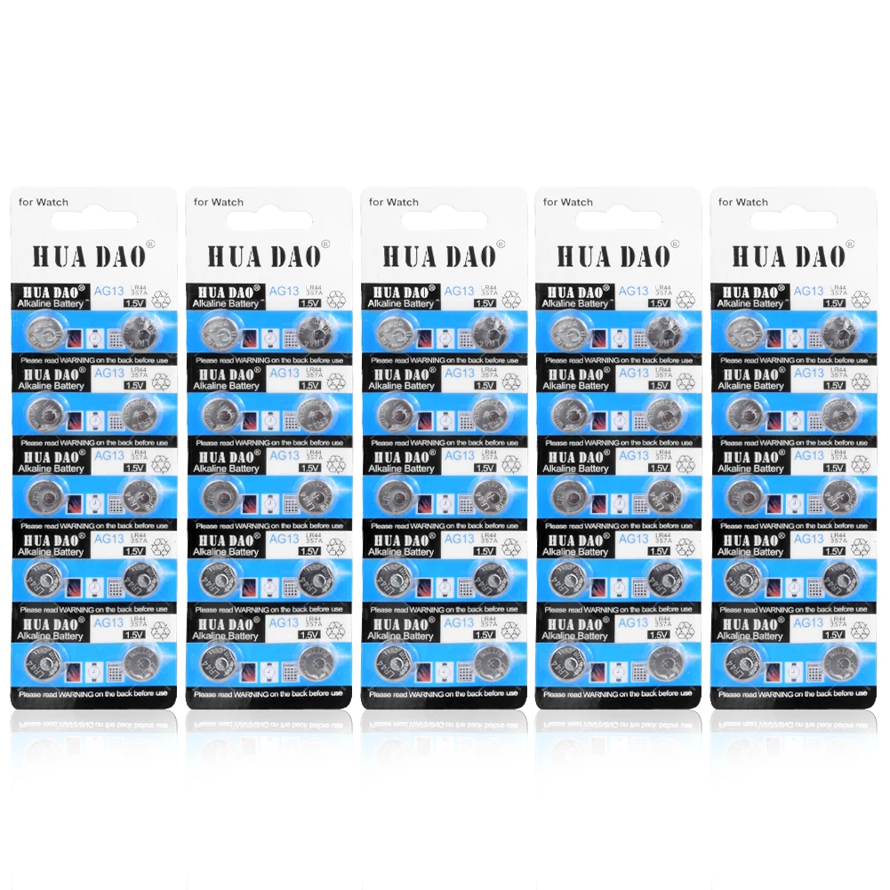 

NEW 50pcs/lot AG13 LR44 LR1154 SR44 A76 357A 303 357 Battery Coin Cell 1.55V Alkaline Button Batteries For Watches Toys