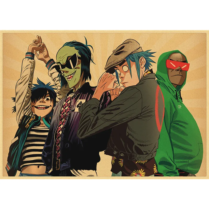 Плакаты Gorillaz из крафт-бумаги в стиле хип-хоп художественные картины Современная