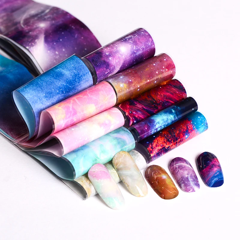 Переводная бумага для дизайна ногтей Радужное небо наклейка из фольги в японском