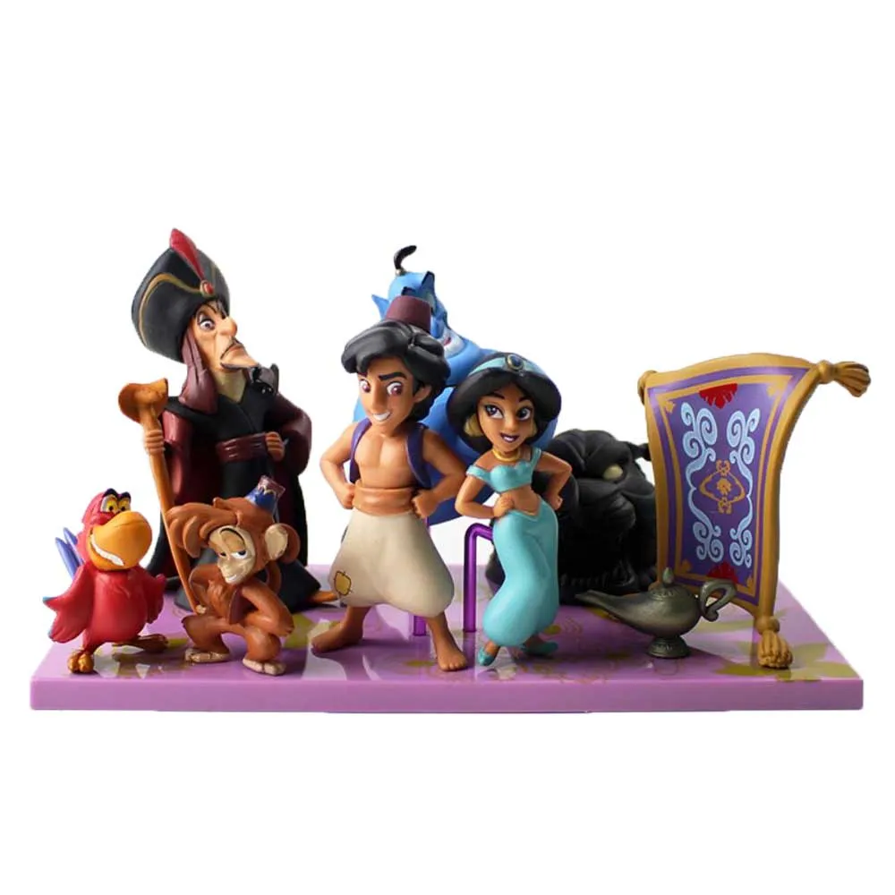 7pcs/set Princess Figures Evil Monkey Tiger Aladdin and His Lamp PVC Action Figure Model Toy for Kids