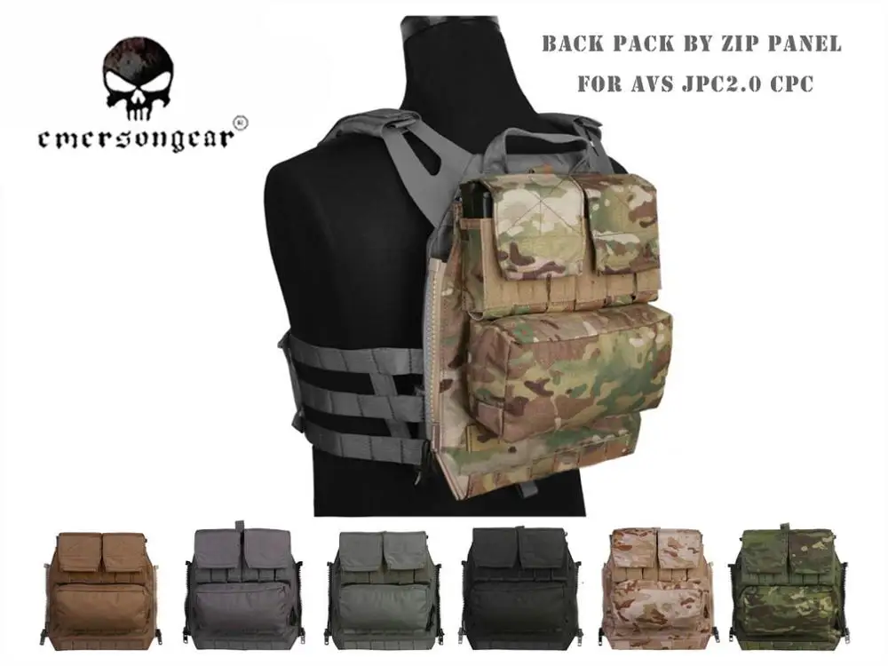 Emerson Back Pack BY ZIP Panel FOR AVS JPC2.0 CPC Tactical Vest Pouch Package EM9286