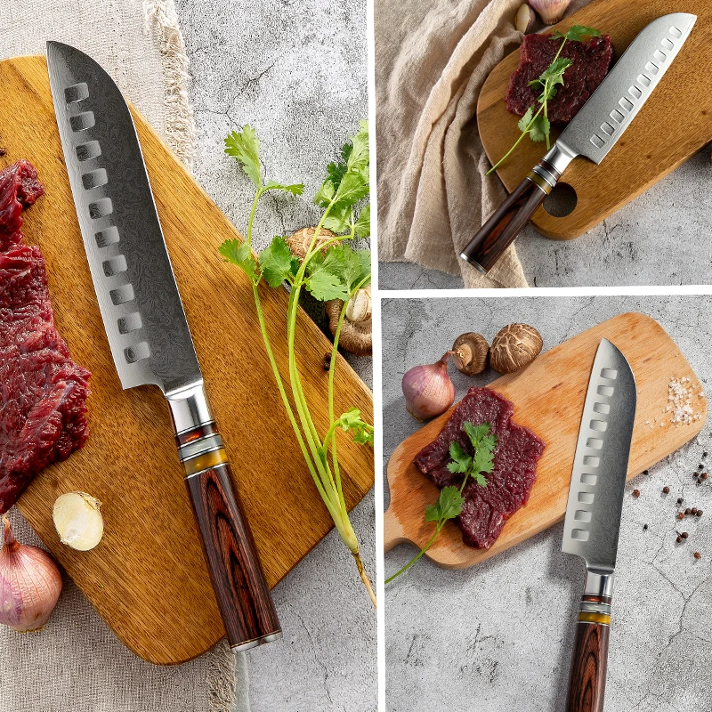 

Grandsharp 2 Pcs Damascus Knife Set Professional Santoku Boning Chef's Knife vg10 Japanese Damascus Steel Knives with Gift Box