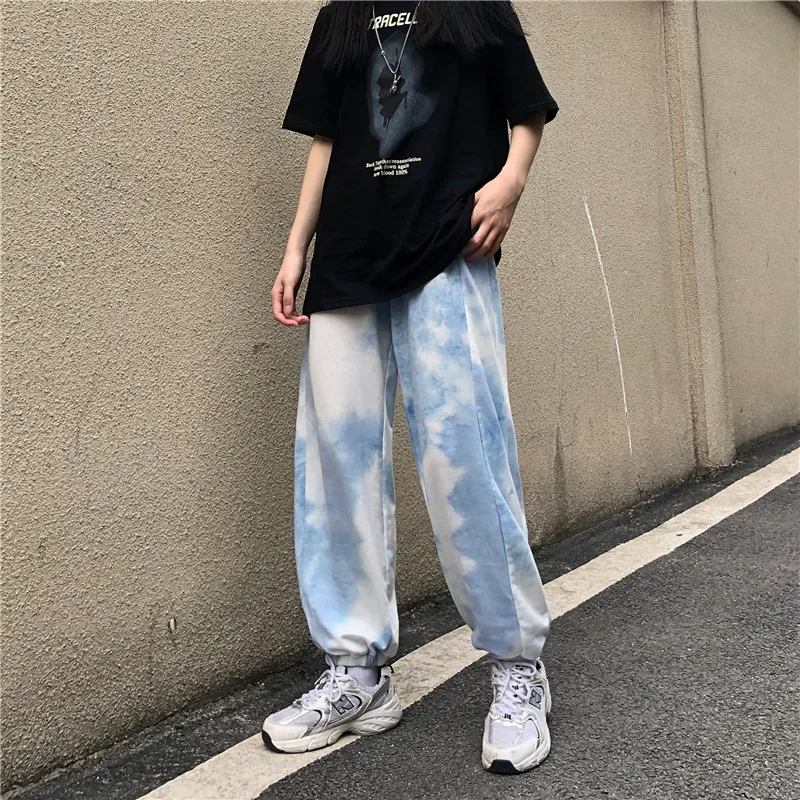 

Spring Summer Tie-dye Pants Men's Fashion Stretch Waist Casual Pants Men Streetwear Loose Hip-hop Straight Pants Mens Trousers