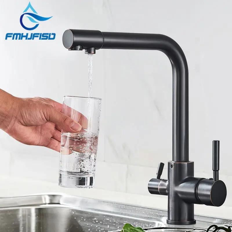 

Multiple Colors Retail Oil Rubbed Bronze Deck Mounted Single Hole Two Handles Kitchen Mixer Faucet Drinking Faucet