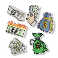 fashionable embroidered patch of us dollar banknotes hand ironed badges applied on clothes washable clothing accessories