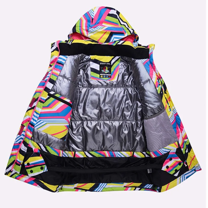 Зимние спортивные куртки для женщин пальто ярких цветов с капюшоном и принтом
