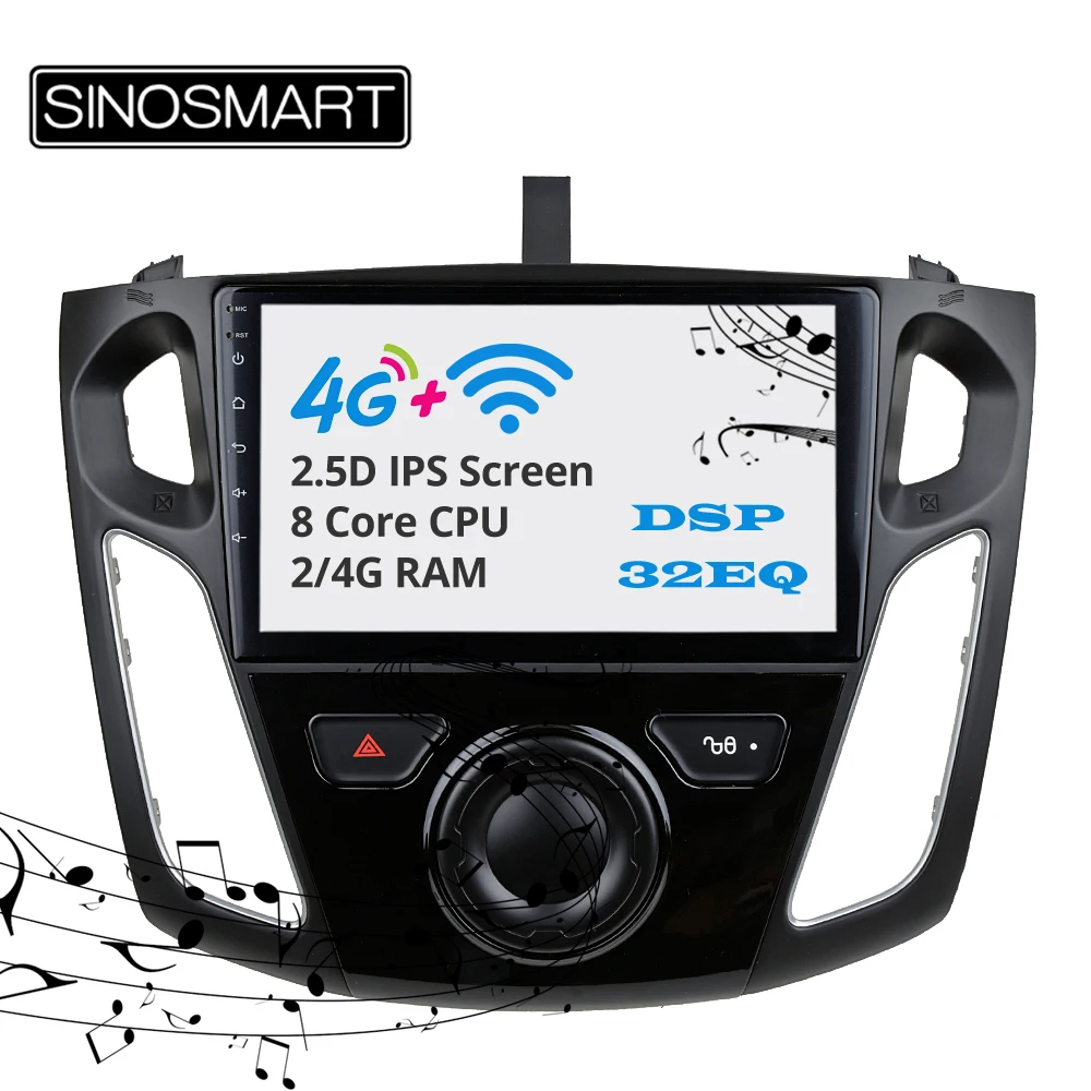 Автомобильный мультимедийный плеер Sinosmart Android 8 1 2Din IPS/QLED 2.5D экран gps радио