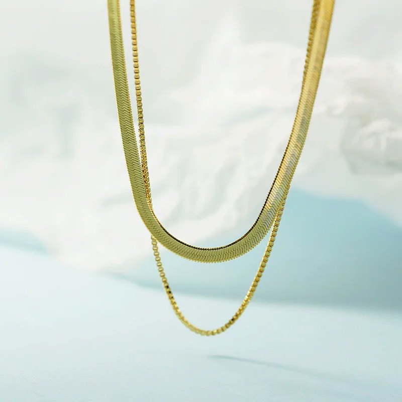 

925 Sterling Silver Fold Wear Double Snake Bone Chain Necklace Chain Necklace Pendant For Woman Teenage Young Girl Jewelry Gift