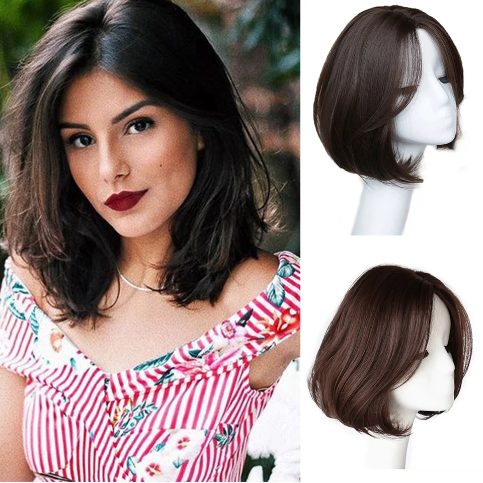 SHANGKE синтетические парики короткие волнистые женские натуральные боковые волосы