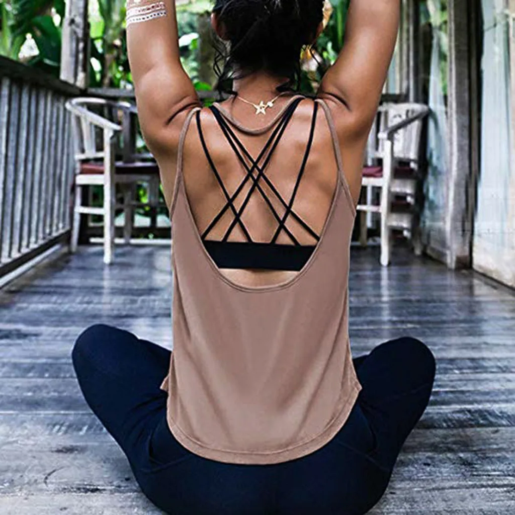 Майка женская спортивная однотонная с открытой спиной на лето | Женская одежда