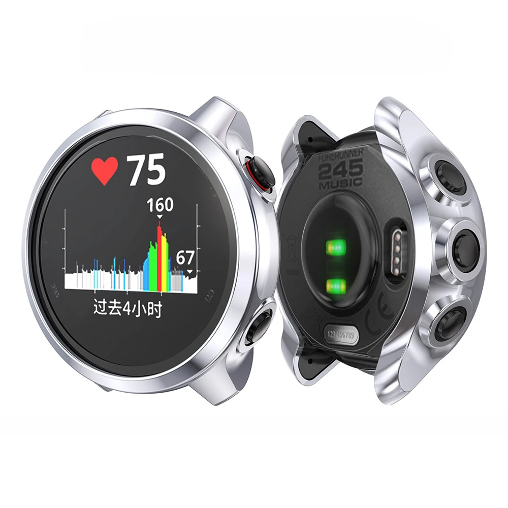 

Ultra Slim Electroplate Soft TPU Watch Case Shockproof Protective Cover Screen Protectors Shell For Garmin Forerunner 245 / 245M