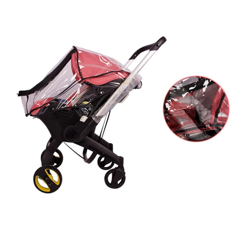 Cubierta de lluvia para cochecito de beb&eacute;, asiento de Coche infantil, impermeable, a prueba de viento, protector transparente, oferta-4