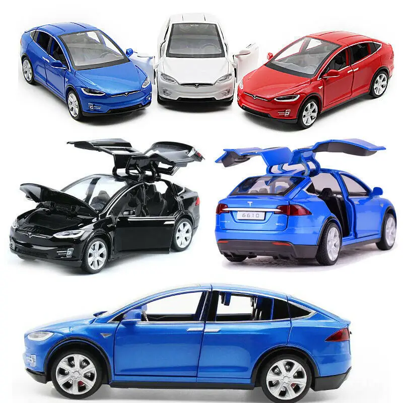 

1:32 For Tesla Model X 90D SUV Diecast Car Model Sound&Light Pull Back Kids Toys gifts Display