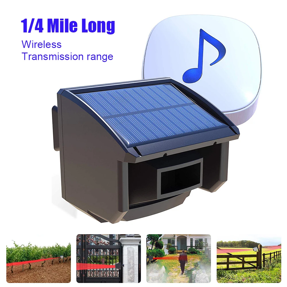 

Solar Driveway Alarm System 1/4 Mile Long Range Outdoor Motion Sensor Detector