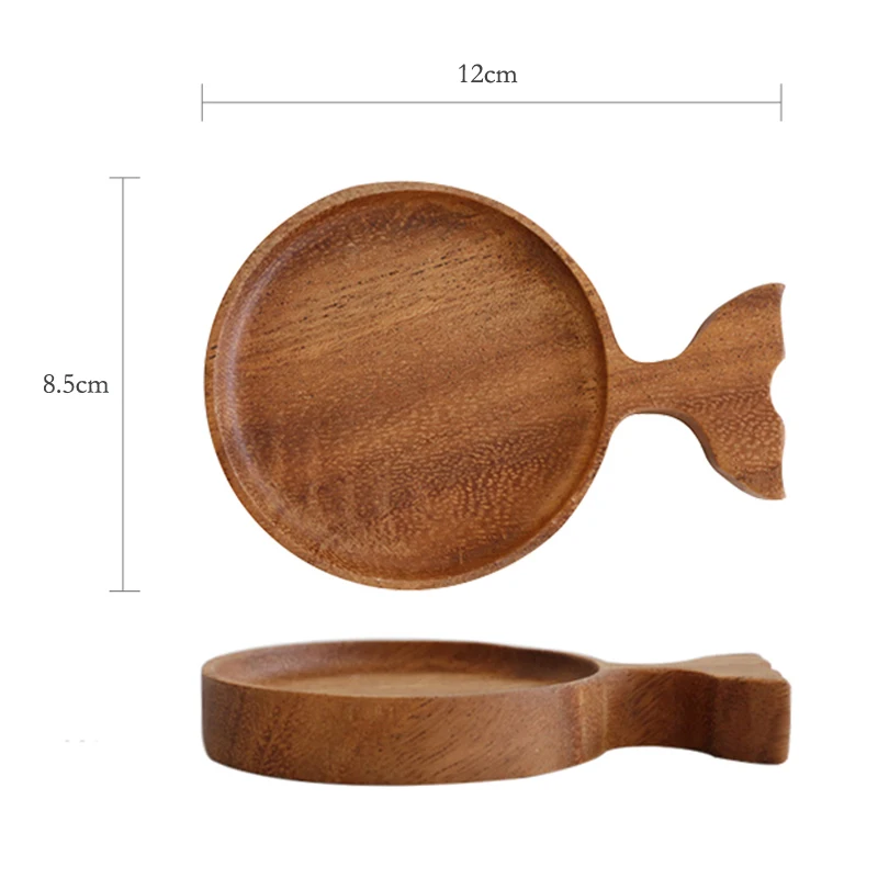 

3Pcs Mini Dessert Plates Wood Coasters Small Fish Wooden Plate Sushi Dip Sauce Dish Wood Cup Mat Table Decor Kitchen Accessories
