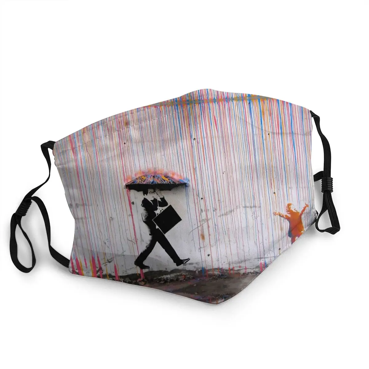 

Banksy Umbrella Rainbow Happy Girl Non-Disposable Mouth Face Mask Anti Haze Dust Mask Protection Mask Respirator Mouth Muffle