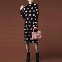 large size dress dress half collar long polka dot long sleeve woman dress vestido de mujer femme robe