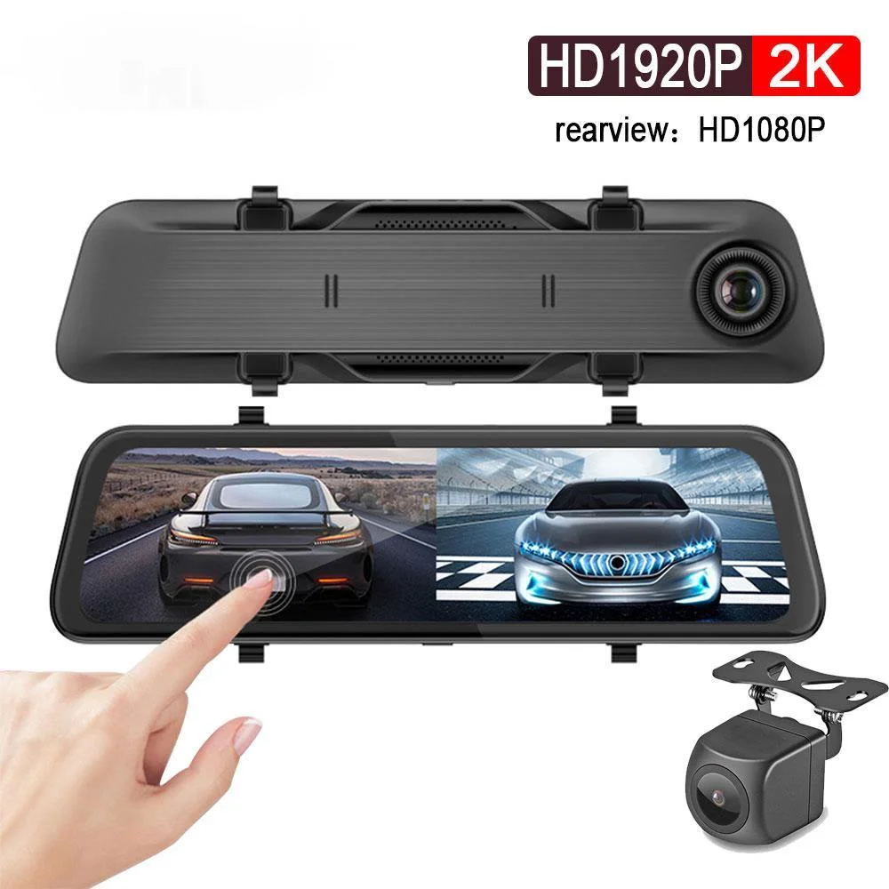 Зеркало-видеорегистратор 2K сенсорный экран 12 В Full HD 1920P Потоковое мультимедиа 2