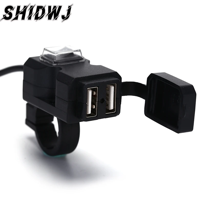 

Motorbike Charger Adapter Power Supply Socket For Phone Motorcycle GPS MP4 Dual USB Port 12V Waterproof Handlebar