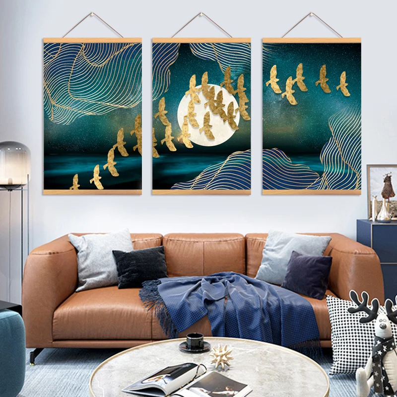 

3pcs/lot Night Desert Canvas Painting Poster Dark Colour Wilderness Wall Art Pictures for Living Room Bedroom Home Decor