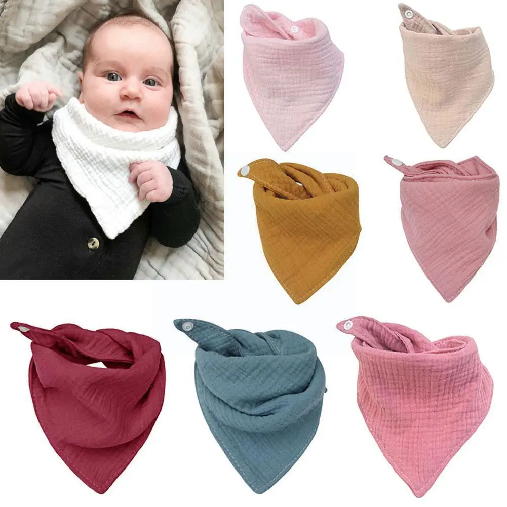 

Children's Gauze Cotton Triangle Scarf Saliva Towel Dot Gauze Printed Bib U7Q9