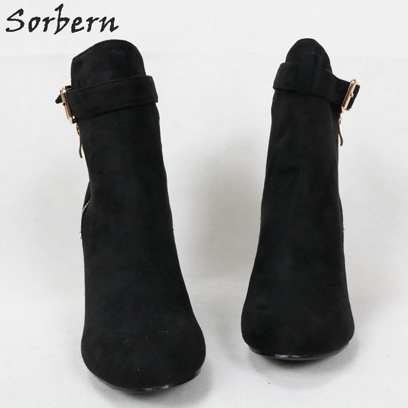 

Sorbern Classical Black Ankle Booties Block Heels Boots Women Short Size 8 Classic Short Boots Women Custom Short Dress Boots