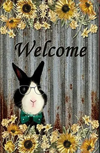 

Metal Plate Sign Welcome Bunny Plaque Bar Pub Vintage Retro Wall Decor Poster Home Club 12x8 Inch