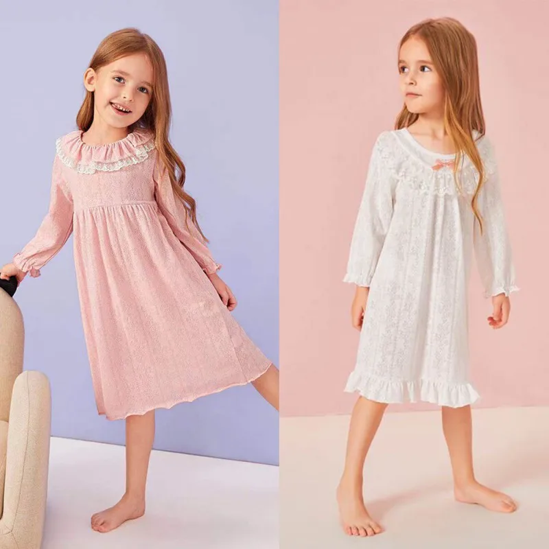 Cute Toddler Girls Sleepwear Kids Floral Lace Design Robes Nightgown Children Bathrobe Pajamas Night Dress | Детская одежда и