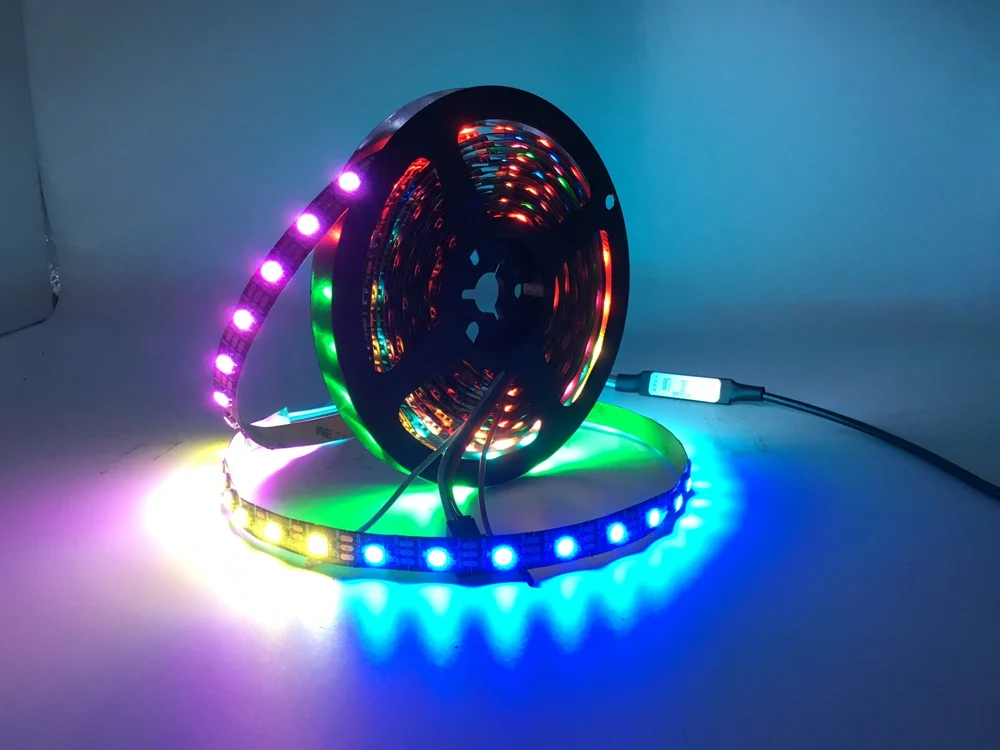 WS2812B WS2812 RGB светодиодный светильник водонепроницаемый индивидуально адресуемый умный RGB светодиодный светильник для украшения дома Рождественский 0,5 м-5 м
