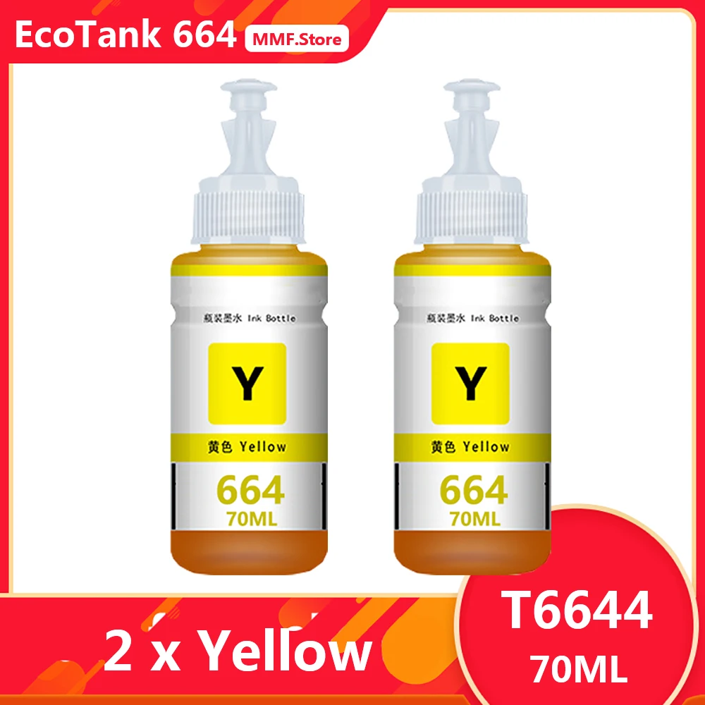 MMF Compatible for Epson T6644 Yellow for Epson 6644 L355 Printer Ink L132 Printer Ink L312 Refill Ink L386 Refill Ink L3050 Ink
