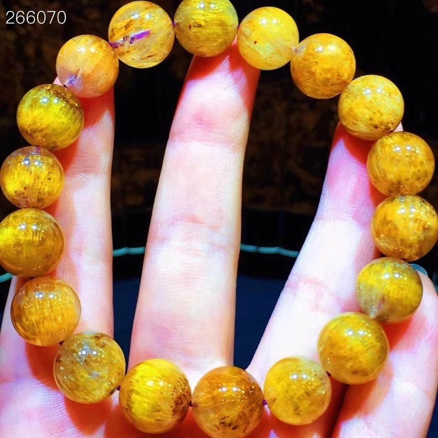 

Натуральный канадский какоксенит, фиолетовый рутилированный кварцевый браслет 11,5 мм, женские круглые бусины, золотой рутилированный аурал...