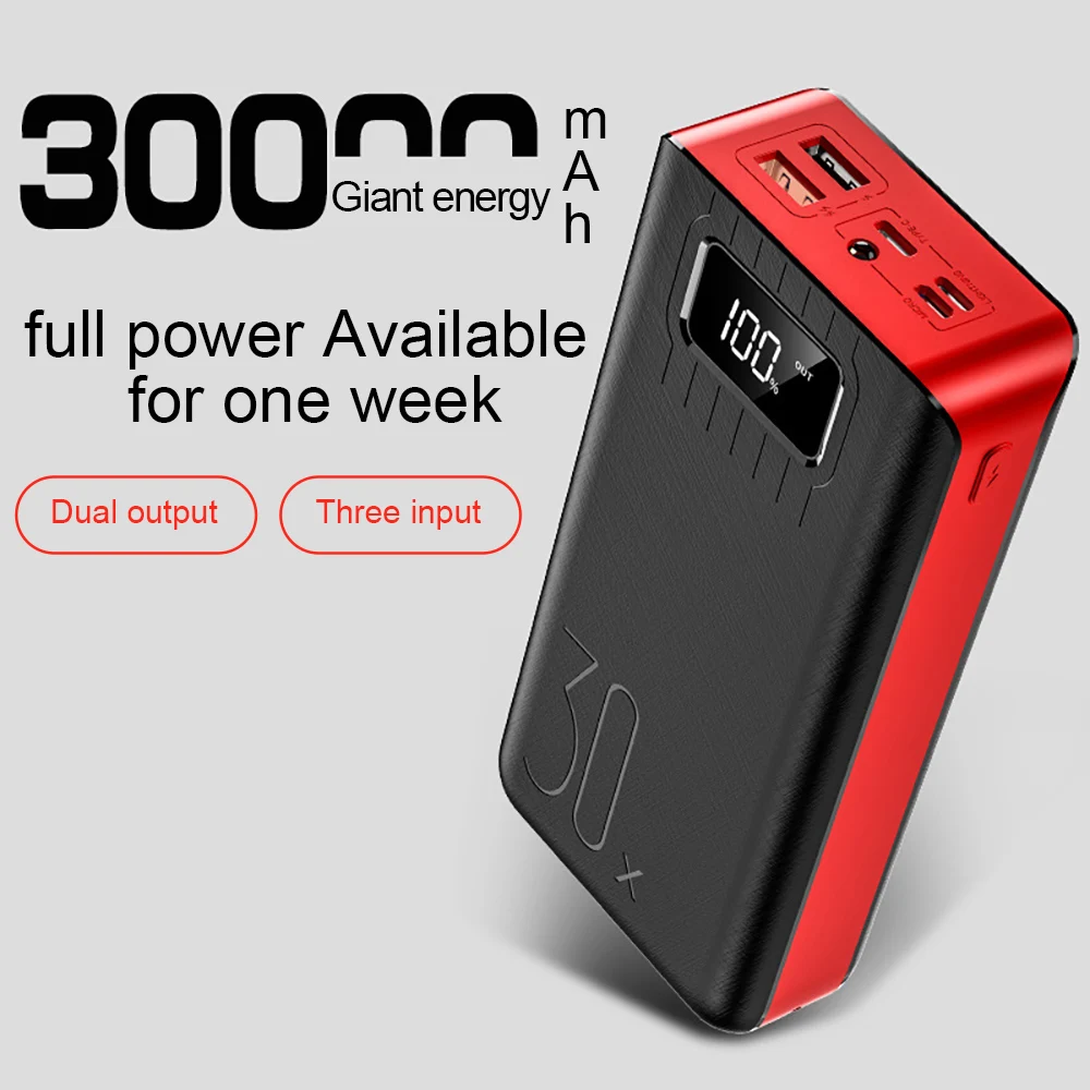 Внешний аккумулятор на 30000 мА · ч с портом Type C и Micro USB|Внешние аккумуляторы| |