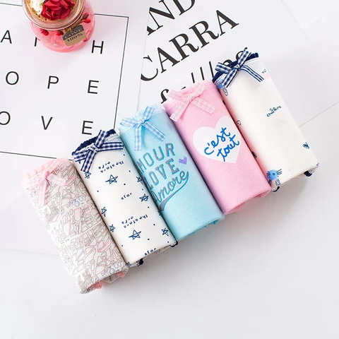 5pcs/lot Women's Panties Cotton Girl Briefs Ladies Sexy Lingerie Underpants Stripes Female Underwear Women Intimate Panty 4XL