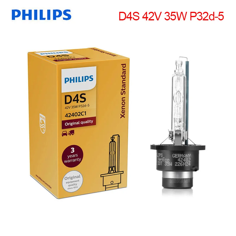 Philips 100% оригинал D4S HID 42402 35 Вт ксеноновая стандартная фара 4200 к яркий белый свет