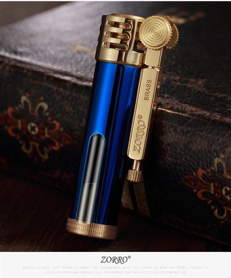 Винтажная бензиновая зажигалка, керосиновая Зажигалка для сигарет, масляная зажигалка, гаджеты для мужчин, мужская подарочная металлическая зажигалка Зоро - Цвет: Z556Blue Ice