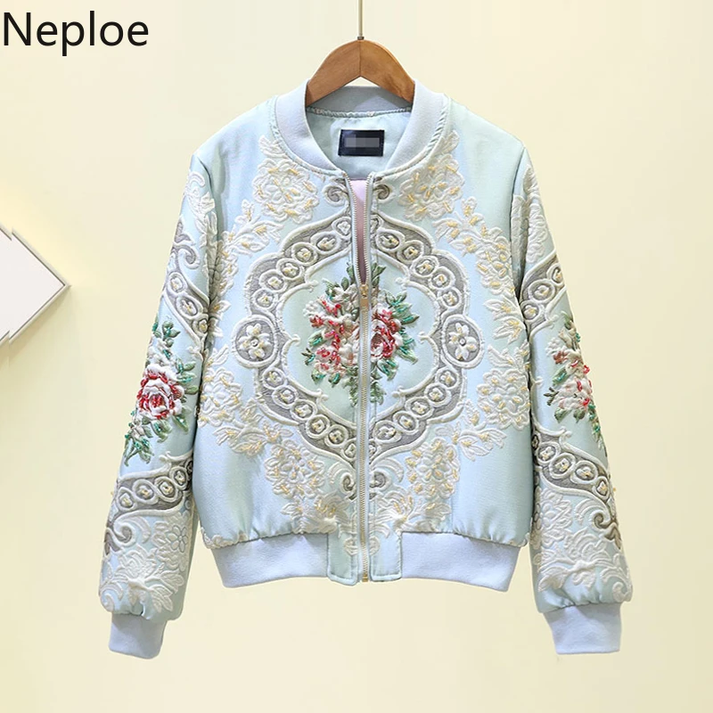 Neploe Женская куртка бомбер осенние куртки женские новые ретро жаккардовые