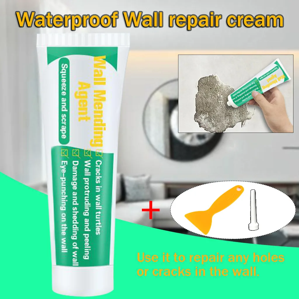 Waterproof wall repair cream Wall Mending Agent 1x scraper 1x sharp mouth Wall Repair Cream Wall Crack Nail Repair Agent