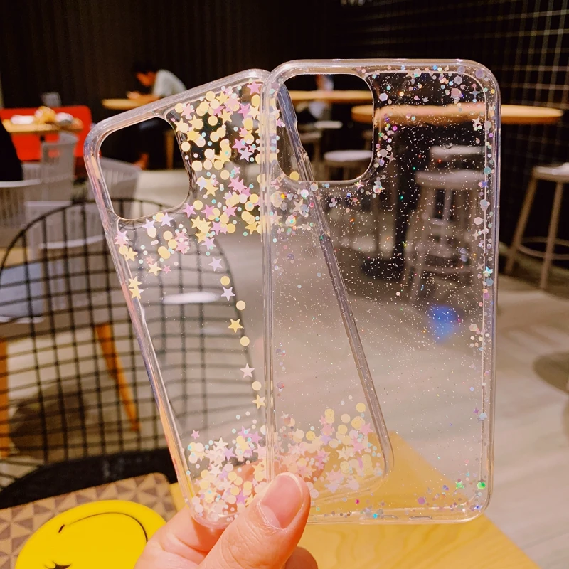 Для iPhone 6 6s 7 8 Plus 10 X XS XR 11 Pro Max Bling блестящая Звезда в горошек блестки мягкий