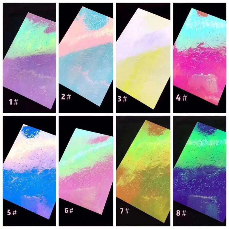 16 Patterns/Sheet Colorful Laser Nail Art Decals Vinyls Hollow Stencil Stickers Mixed Patterns Transfer | Красота и здоровье