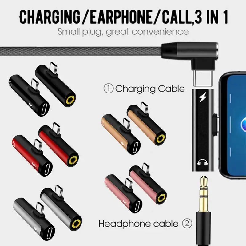 2 в 1 Тип C до 3 5 мм разъем для зарядки наушников конвертер usb type-C аудио адаптер Xiaomi 6