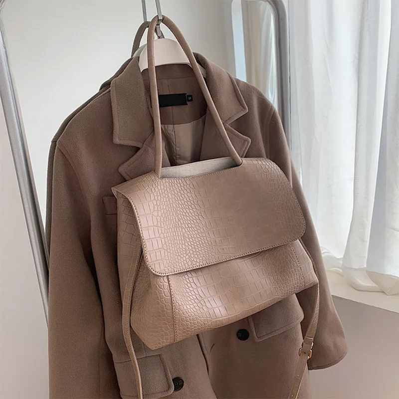 

Designer Crocodile Pattern Women Handbag Large Capacity Shoulder Bags for female 2021 Casual Totes Pu Leather messenger bag